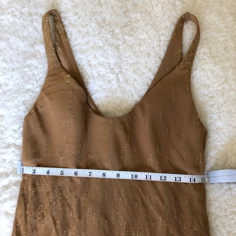 Fitted prom tan/gold dress full length - Picture 6 of 7